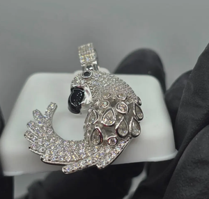 Pendentif Perroquet en Moissanite, Breloque Oiseau, Bijou Suspendu en Argent avec Zircon Cubique, Cadeau - Product Image 3
