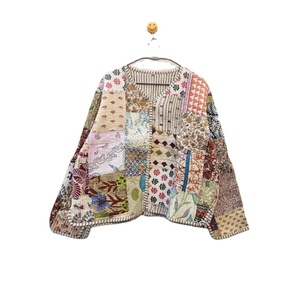 Indian Handmade Vintage Soft Cotton Best Quality <b>Lightweight</b> Spring <b>Summer</b> Autumn <b>Women</b> Quilted <b>Jacket</b> Reversible Eco-Friendly - Product Image 1