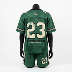 Conjunto de Camiseta y Pantalones Cortos de Fútbol para Mujer, 160 GSM, Malla de Poliéster Premium, Diseño de Paneles Verde Oscuro, Logotipo Personalizado por Sublimación - Product Image 6