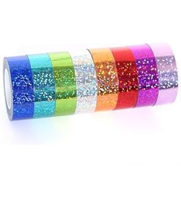 Multi Color Holographic Prism Glitter Masking Tape Roll Self Adhesive Decorative Tape for Craft Projects Packaging Gift Wrapping - Product Image 2