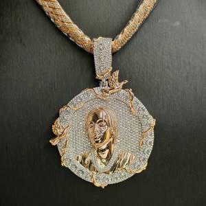 Hot Sale 18K Gold Plated Face Pendant Necklace With Cubic Zirconia Heart Stones Hiphop Style Unisex Jewelry <b>Iced</b> <b>Out</b> Design - Product Image 5