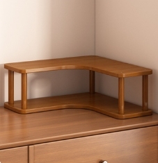 Étagère de rangement de bureau en bambou en forme de L, organisateur d'angle multi-niveaux pour cuisine, salon, table à thé - Product Image 2