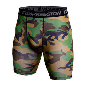 Shorts de boxe pour hommes, camouflage imprimé par transfert thermique, respirants, en polyester et coton, anti-humidité, ajustés, 140g, pour arts martiaux - Product Image 1