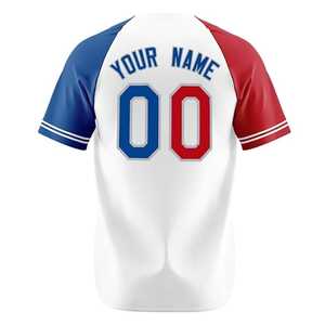 Camiseta de Béisbol para Hombre, Manga Corta, Cierre de Botones, Nombre del Equipo Impreso, Transpirable, Corte Regular, Ropa Deportiva para Adultos, Blanco, Rojo, Azul - Product Image 5