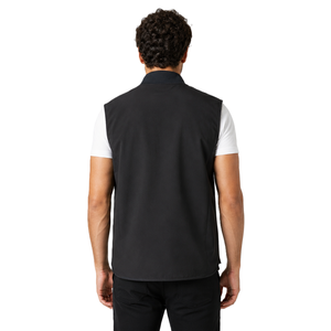 Gilet de travail pour homme en softshell noir personnalisé, entièrement zippé, multi-poches, coupe-vent sans manches, style décontracté chic - Product Image 2