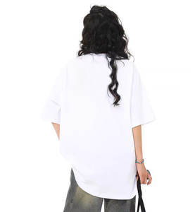 Camiseta Blanca Oversize de Algodón para Mujer, Estilo Minimalista Casual, Top de Moda con Hombros Caídos - Product Image 6