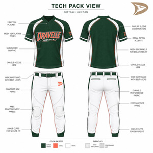 Ensemble de maillot et pantalon de softball pour hommes personnalisé, style baseball, avec logo d'équipe brodé, kit de performance - Product Image 5