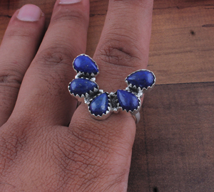 Wholesale Amethyst Classic Crown <b>Ring</b> 925 Sterling Silver Multi Stone Sawtooth Bezel Curved Cluster Party <b>Ring</b> for Women - Product Image 1