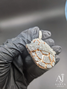 Colgante de Tortuga con Incrustaciones de Moissanita, Chapado en Oro de Dos Tonos, Plata 925, Joyería Hip Hop para Hombre y Mujer - Product Image 3
