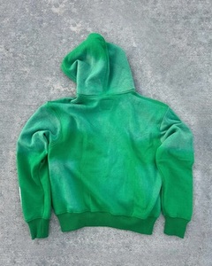 Sudadera con capucha con cremallera, personalizada por el fabricante, con parches de logotipo bordados, de gran tamaño, de alta calidad, estilo vintage, con lavado ácido y efecto desgastado por el sol. - Product Image 2