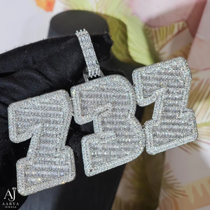 Pendentif Hip Hop en Moissanite Effet Glaçon Plaqué Or Rose, Breloque Lettre & Chiffre, Bijou en Cristal pour Collier - Product Image 1