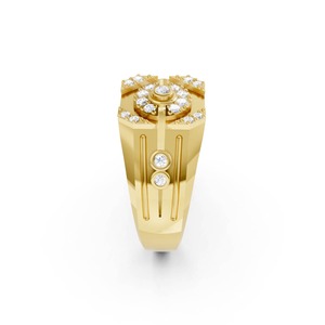 Anillo de Vestir de Oro Amarillo de 9K con Diamantes para Hombre, Joyería con Elegantes Detalles de Diamantes para Bodas y Eventos Especiales - Product Image 3