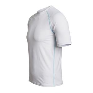 T-shirt de compression à manches courtes pour homme avec logo personnalisé, blanc, protection solaire UPF 50+, séchage rapide, performance, gym, fitness - Product Image 3