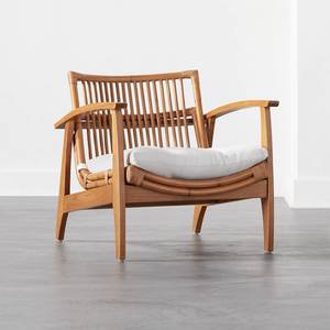 Sillón Moderno de Ratán con Estructura de Madera Maciza y Cojín para Sala de Estar, Dormitorio o Villa - Product Image 1