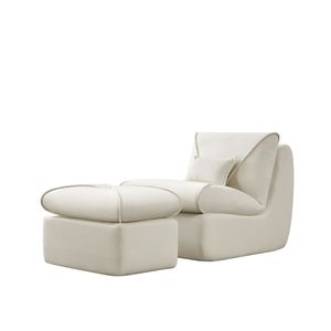 Moderna Chaise Longue Comprimibile con Pouf, Comodo Divano Imbottito per Soggiorno e Camera da Letto, Ideale per Piccoli Spazi - Product Image 3