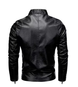 Nouvelle veste en cuir synthétique de haute qualité, style motard classique, coupe ajustée, coupe-vent, noire, pour hommes - Product Image 2
