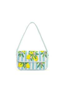 Sac à bandoulière en toile fait main avec motif brodé citron, travail de broderie, design bleu clair et jaune par AALIYAN IMPEX - Product Image 2