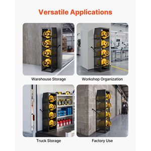 Scaffale per Garage - Portabombole Refrigerante a 4 Livelli, 4 Cilindri, 14,8 x 13 x 52 Pollici, in Acciaio al Carbonio Verniciato a Polvere Nera, Ripiano Superiore per Stoccaggio - Product Image 6