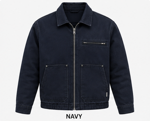 Veste de travail noire en coton pour homme avec fermeture éclair et poches, style mode respirant pour le travail - Product Image 6