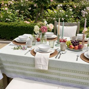 Top Quality Printed Linen Cotton 8-10 Seater <b>Tablecloth</b> 180x270 Cm Outdoor Washable Woven Striped Pastoral Style at Wholesale - Product Image 3