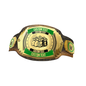 Cinturón de Campeonato Personalizable con Bolsas para Dinero, Placa Dorada y Detalles Verdes para Premios y Reconocimientos Personalizados - Product Image 6