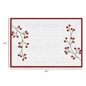 Mantel Individual de Algodón 100% con Diseño de Bordado de Cerezas para Decoración Navideña del Hogar, Mantel Individual Decorativo de Fabricante Indio - Product Image 6