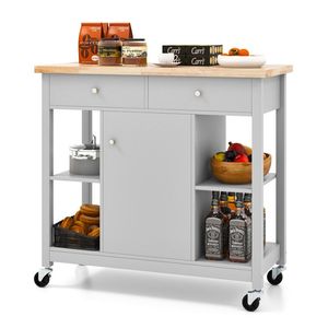 Carrello da Cucina Mobile con 4 Ripiani Aperti e 2 Cassetti, Soluzione Pratica di Stoccaggio per la Tua Cucina - Product Image 4