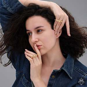 Pendientes de aro fino PRAO Swirl Sensation Golden Hoops - Product Image 1