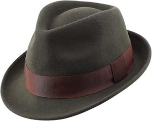 Chapeau Fedora 100% Laine Unisexe Gris Foncé avec Bande de Ruban Bordeaux Tenue Formelle ou Décontractée Taille Adulte 56-58CM - Product Image 1