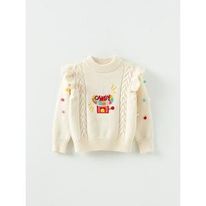 Camiseta de Algodón Tejida a Mano Estilo Coreano OZKIZ para Niñas, Moda Dulce para Edades de 2 a 7 Años, Venta al Por Mayor para Primavera/Otoño - Product Image 1