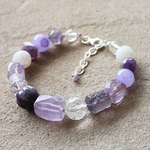 Luxury Natural Amethyst, Quartz, Jade Gemstone <b>Bracelet</b> 925 Sterling <b>Silver</b> <b>Adjustable</b> Crystal Customized Size beaded Jewelry - Product Image 2