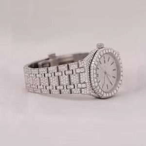 Reloj Automático Mecánico de Alta Calidad con Diamantes Moissanite para Hombre y Mujer, Chapado en Blanco, Claridad VVS, Esfera Romana Totalmente Adornada, Acero Inoxidable - Product Image 2