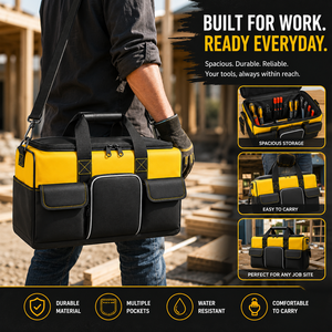 Heavy Duty Oxford Fabric Multi-Pocket Tool Bag with Adjustable Shoulder Strap for Electricians, Carpenters & Mechanics - Product Image 3