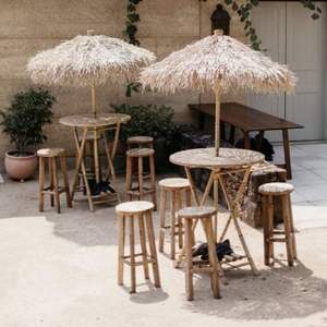 Sombrilla de patio de bambú y algas marinas tejida a mano – Parasol de jardín para exteriores hecho a mano en Vietnam - Product Image 4