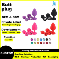 Kit d'entraînement anal en silicone avec base en pierre précieuse, jouet anal souple pour débutants, ensemble de plugs anaux Jewel, vente en gros BlueRabbit, marque privée