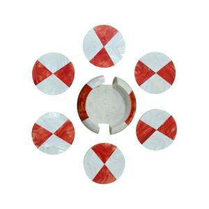 Ensemble de sous-verres en marbre indien incrusté, sous-verres en pierre faits à la main - Product Image 5