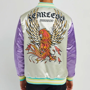 Veste de sport en satin personnalisée avec logo USA, veste bomber pour homme, qualité supérieure, fabricant de vêtements de sport, fournisseur pour commandes en gros - Product Image 2