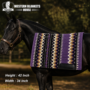 Sous-selle Western pour chevaux, motif violet, en laine de Nouvelle-Zélande, doublure polaire, rembourrage polyester, pour l'équitation, véritable qualité supérieure - Product Image 6