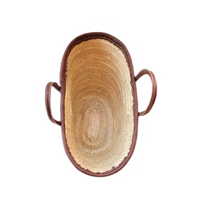 Bolsa de compras tejida a mano de cuero con asa de cesta francesa natural, bolsa de paja, bolsas de playa de macramé de ganchillo, directa del proveedor indio - Product Image 1