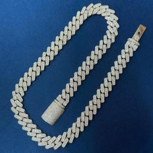 Luxury Double V Link <b>Chain</b> Moissanite Diamond Hip Hop Necklace White Gold <b>Iced</b> <b>Out</b> Statement Jewelry for Men Women - Product Image 3