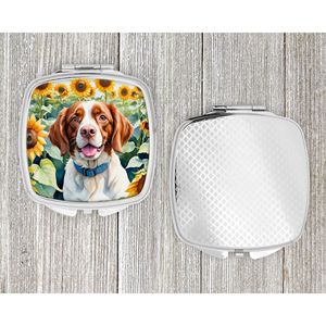 Brittany Spaniel Tournesols Miroir de maquillage compact pliant pour femmes Voyage Miroir de poche décoratif Cadeau - Product Image 4