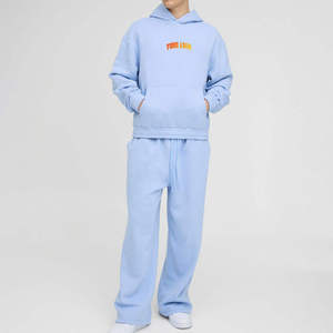 Ensemble sweat à capuche oversize et joggers empilés tendance hiver OEM en polyester-coton avec strass imprimés personnalisés - Product Image 1
