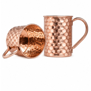 Mug Moscow Mule en cuivre, motif nid d'abeille, forme droite, tasse en cuivre massif, vente en gros, articles de bar artisanaux pour restaurant - Product Image 1