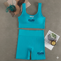 Nouvel ensemble de yoga unisexe sans couture pour bébés et tout-petits 2026 – Tenue de fitness sexy avec soutien-gorge de sport décolleté en V profond et short 100 % nylon anti-plis