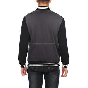 Veste universitaire avec col montant, logo personnalisé uni ou brodé sur le devant, manches en cuir PU, style veste de baseball - Product Image 4