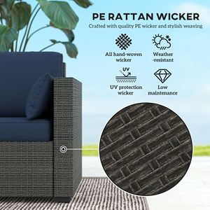 Divano da Esterno in Vimini PE a 3 Posti con Seduta Profonda e Cuscini Rimovibili Impermeabili per Balcone o Terrazza - Product Image 4