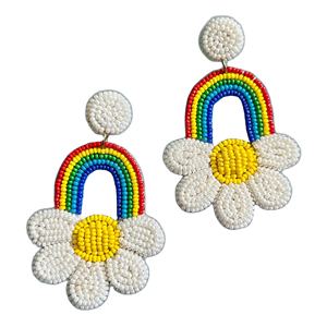 ต่างหูรูปดอกไม้สีเทอร์ควอยส์ดีไซน์หรูหราประดับลูกปัดด้วยแสงแดดงานแฮนด์เมดสไตล์แฟชั่นแบบประณีต - Product Image 2