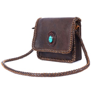 Bolso de Hombro de Cuero Genuino con Diseño Floral, Estilo Occidental, Otoñal, Personalizado, de Lujo, Bohemio, Rodeo, Internacional - Product Image 1