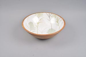 Handcrafted <b>Mango</b> <b>Wood</b> Serving <b>Bowl</b> with Grey Leaf Print Interior Decorative Wooden Salad <b>Bowl</b> for Fruits Snacks Dry Fruits - Product Image 5