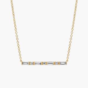 Collar de Barra con Diamantes Baguette Chapado en Rodio de Oro Amarillo de 10K, 0.75 CTW, Diamantes Cultivados en Laboratorio, Certificado IGI, Joyería Fina de Lujo, Regalo para Mujer - Product Image 3